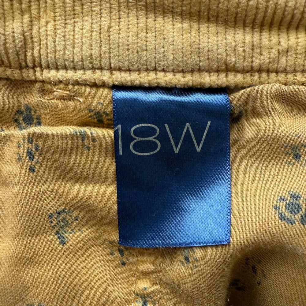 Anthropologie Pilcro The Yaya Midrise Cotton Blend Corduroy Gold Crop Pants 18W - Picture 8 of 12